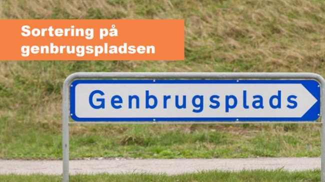 Forsideillustration til postkort - vejskilt til genbrugsplads.