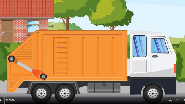 Illustration af skraldebil.