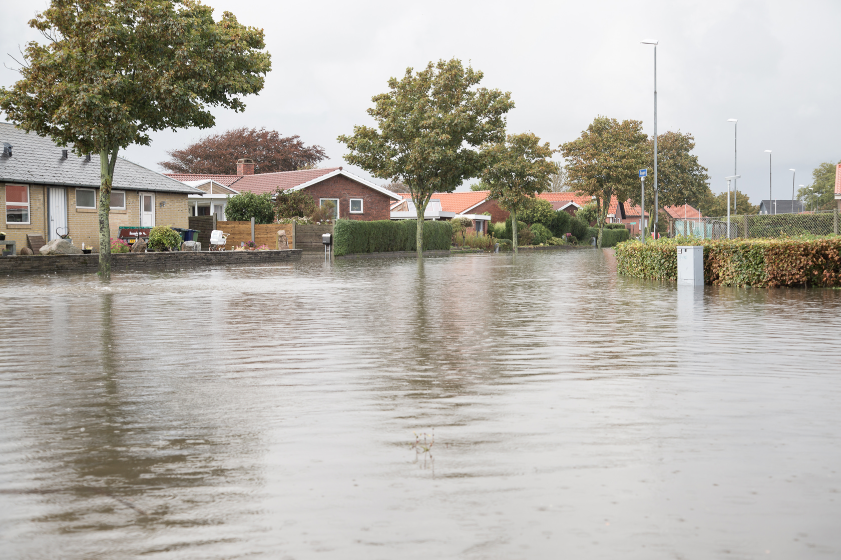 Oversvømmet villakvarter. Foto: Colourbox.